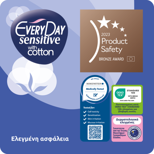 EVERYDAY - VALUE PACK SENSITIVE WITH COTTON Σερβιέτες Super Ultra Plus - 18τεμ.
